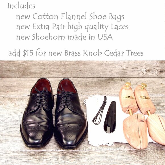 Allen Edmonds BEL AIR Wingtip Blucher 10 D Black * add $15 new Trees - Picture 4 of 13